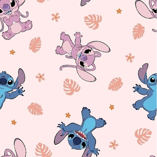 Lilo & Stitch - Stitch and Angel Soft Tropics Pink - Disney Licensed Character 79739 for Springs Creative