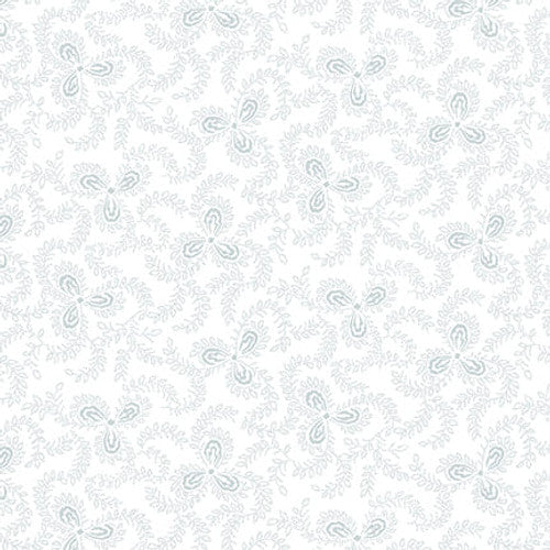 Quilter's Flour V White on White Vines with Three Petal Flowers by Henry Glass Fabrics