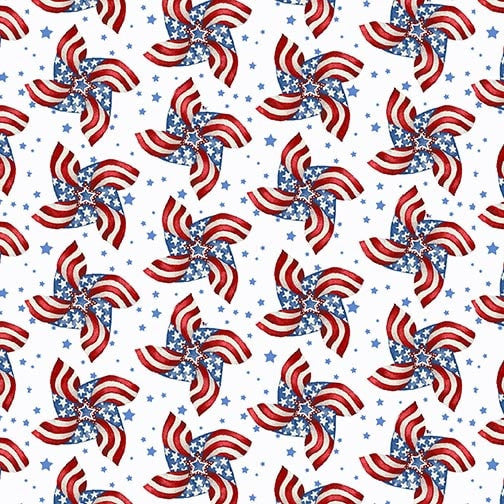 Wings of Freedom - Pinwheel White/Multi 1539-07 by Erica Christopher for Henry Glass & Co.