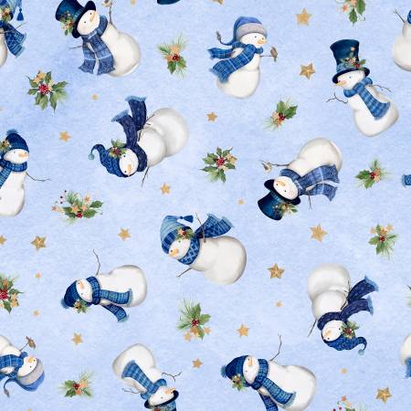 Let it Show-Man! - Snowman Toss Light Blue 27755-417 by Wilmington Prints