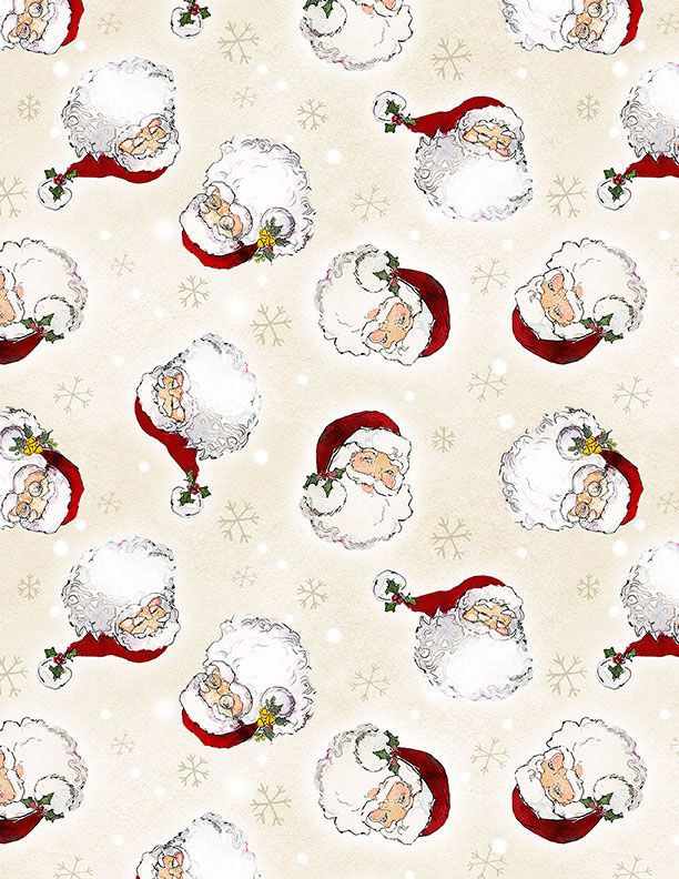 The Jolly North - Santa Head Toss Cream 18063-213 by Wilmington Prints