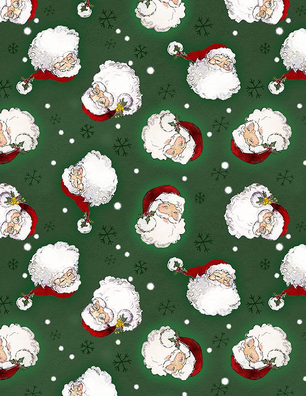 The Jolly North - Santa Head Toss Green 18063-713 by Wilmington Prints