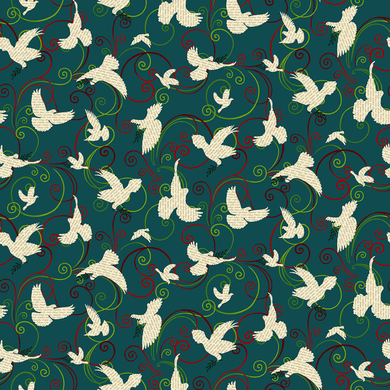 Peace on Earth - Teal 3267-67 by Henry Glass & Co.