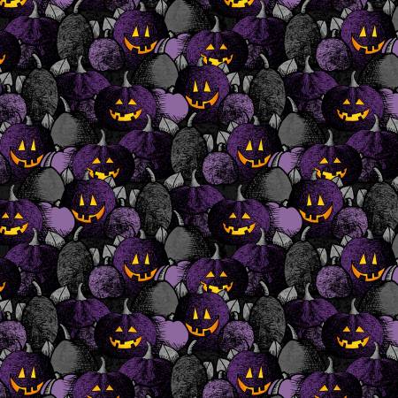 Moonlit Manor - Black/Purple Pumpkin Patch 43010-966 by Wilmington Prints