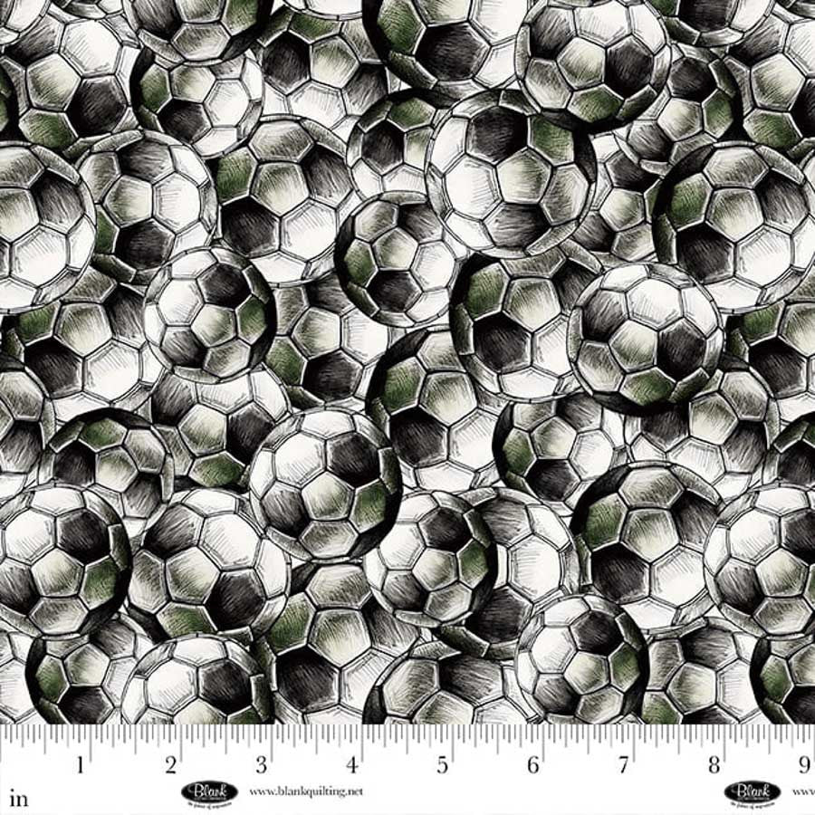 Goalbound - Soccer Ball Charcoal 4752-95 by Blank Quilting