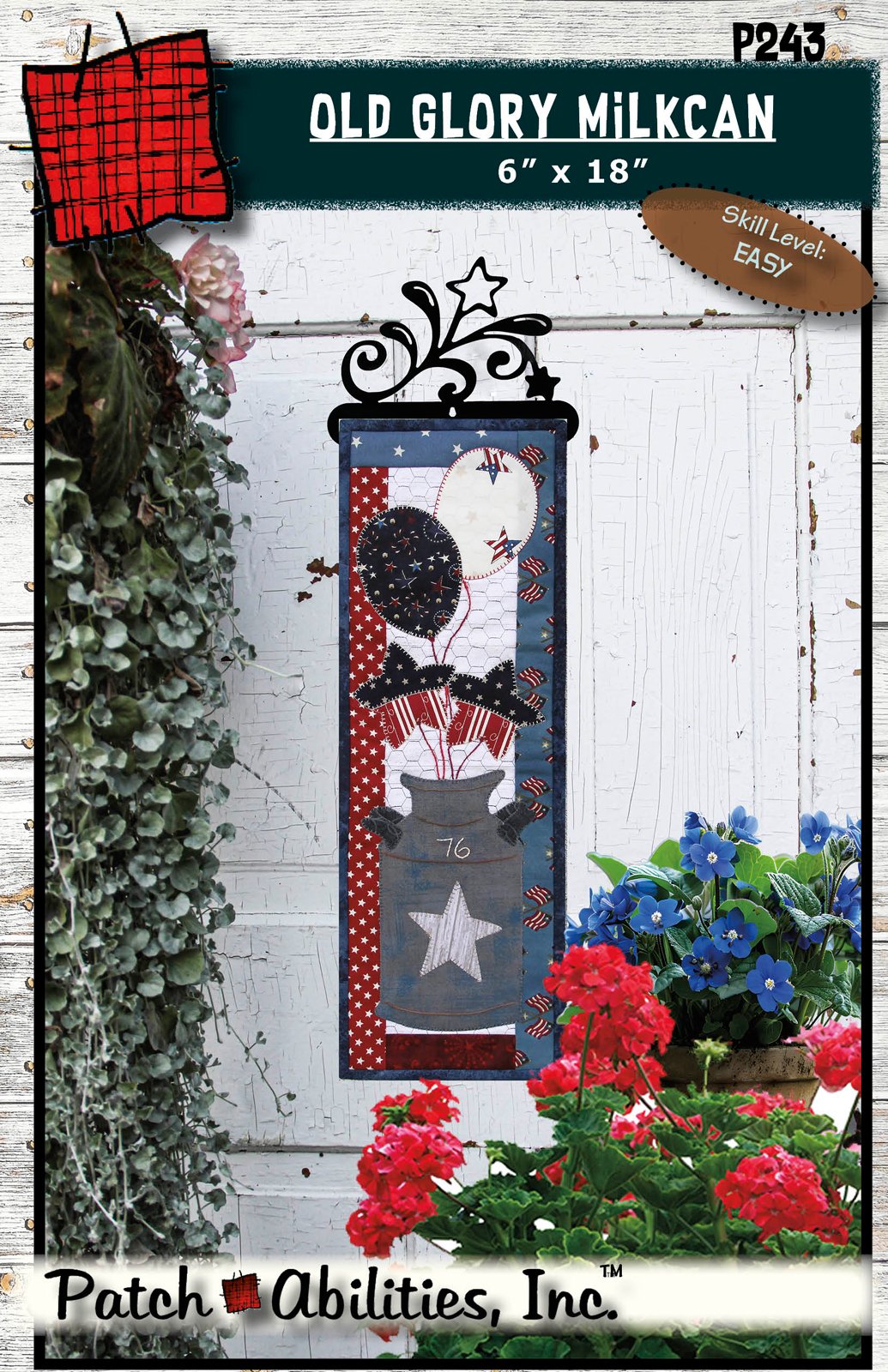 Old Glory Milkcan by Patch Abilities 6 x 18 Pattern and Hanger