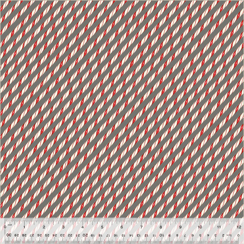 A Very Terri Christmas - Gray Candy Cane Stripe - 54106-11 by Windham Fabrics