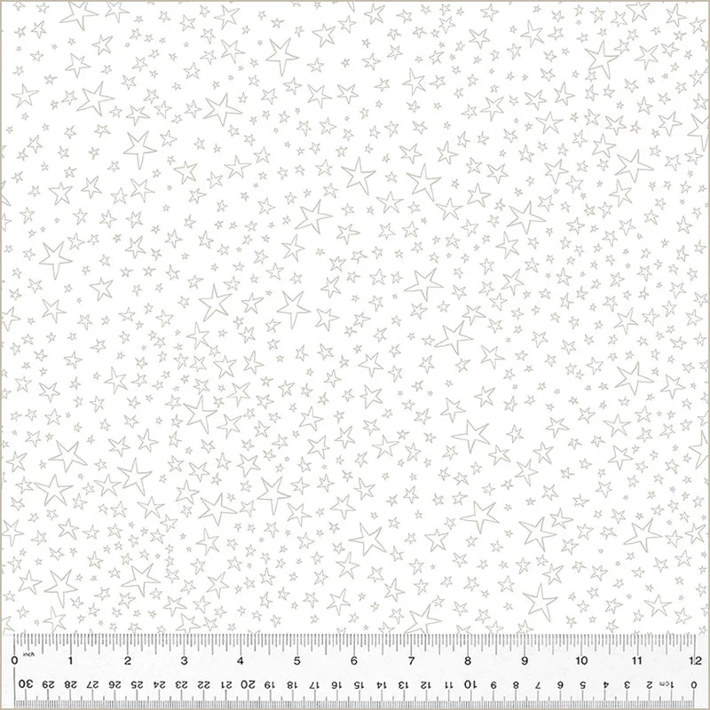 Pen Pals - White on White Star Dust - 54236-15 by Windham Fabrics