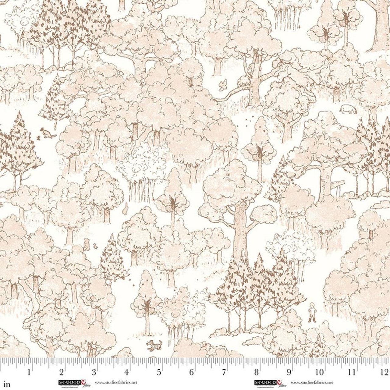 Classic Winnie - Forest Mono Sepia 8726-30 Licensed Fabric by Studio e