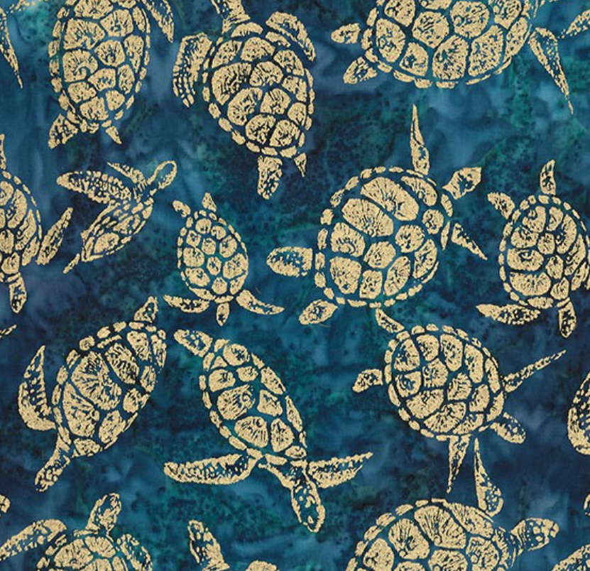 Turtle Island with Metallic BTM9202-INKX-D by Michael Miller Fabrics