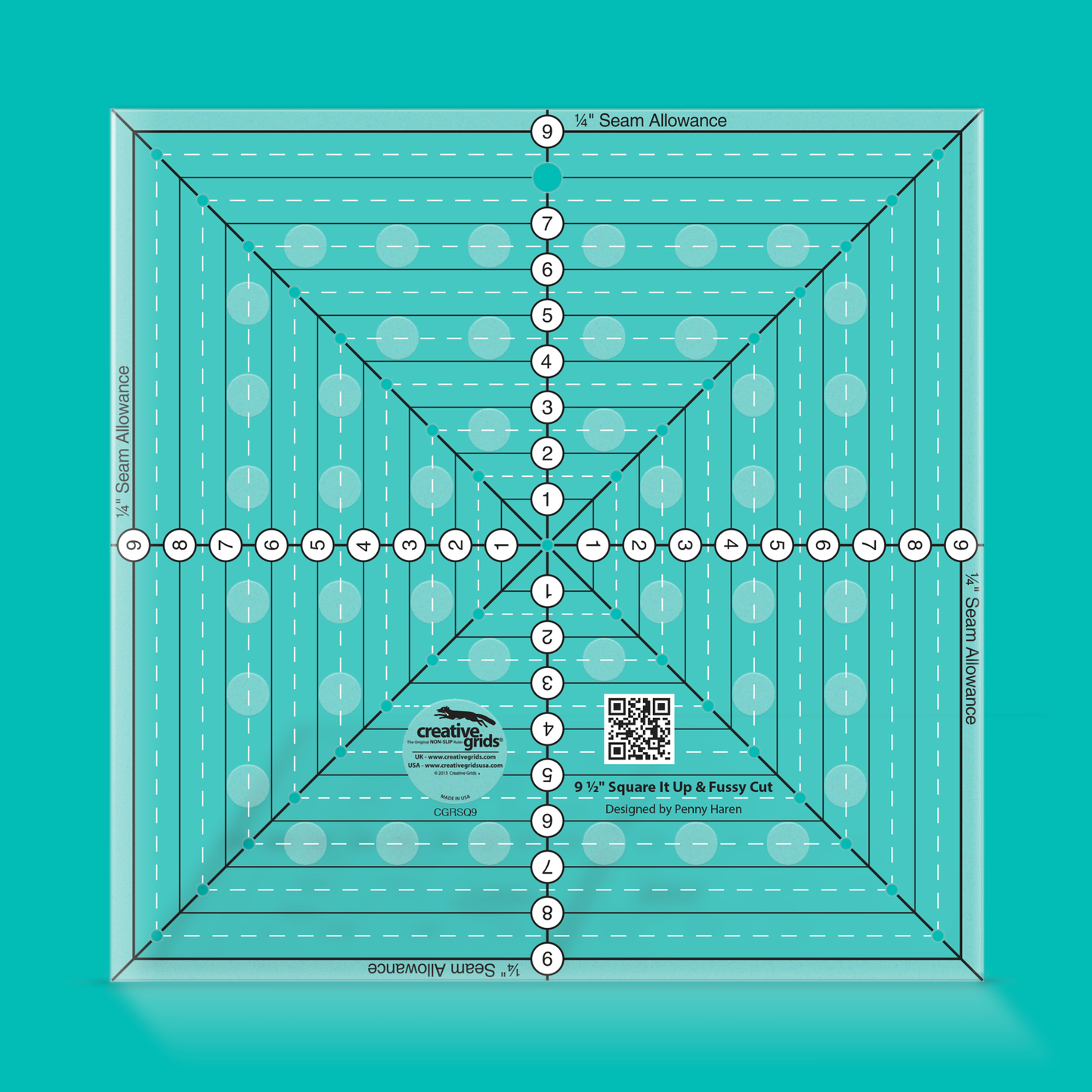 Creative Grids - CGRSQ9 Square It Up & Fussy Cut Ruler 9 1/2"