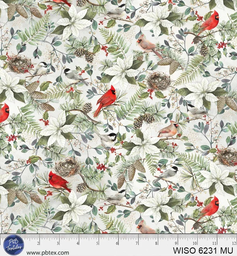 Winter Song Packed Forest Foliage 06231 by P & B Textiles