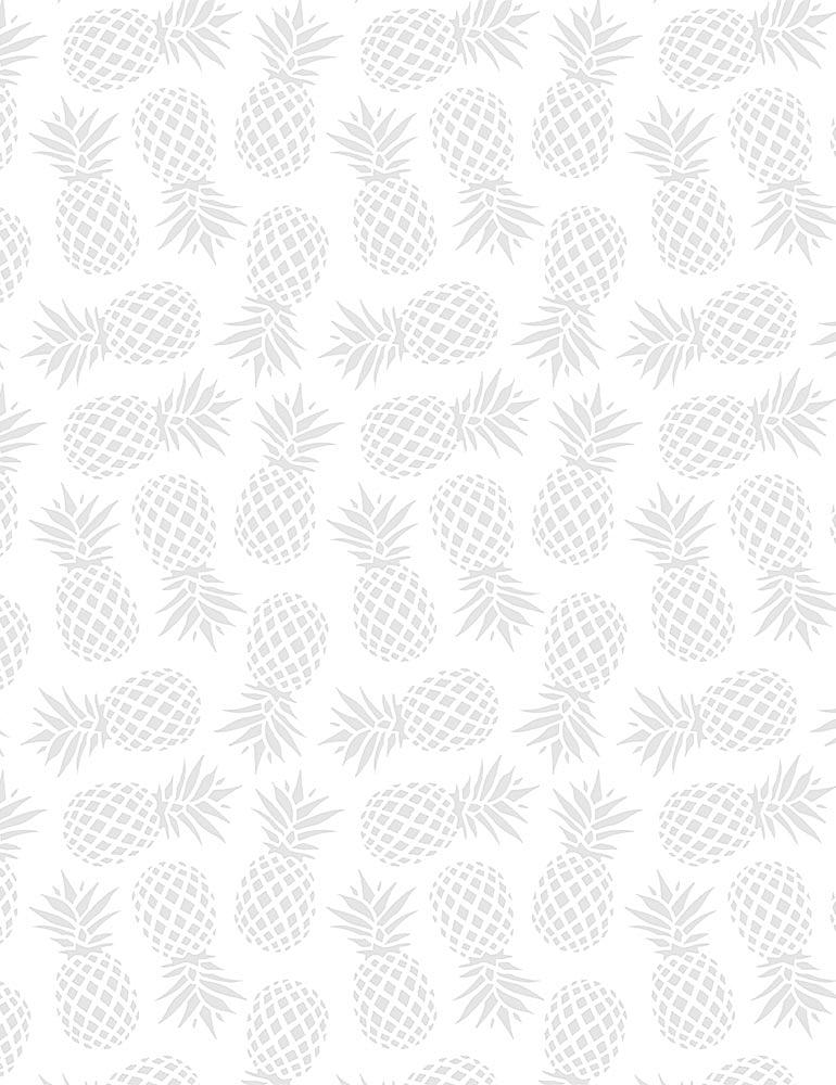 Hue - C6074 White on White Pineapples by Timeless Treasures