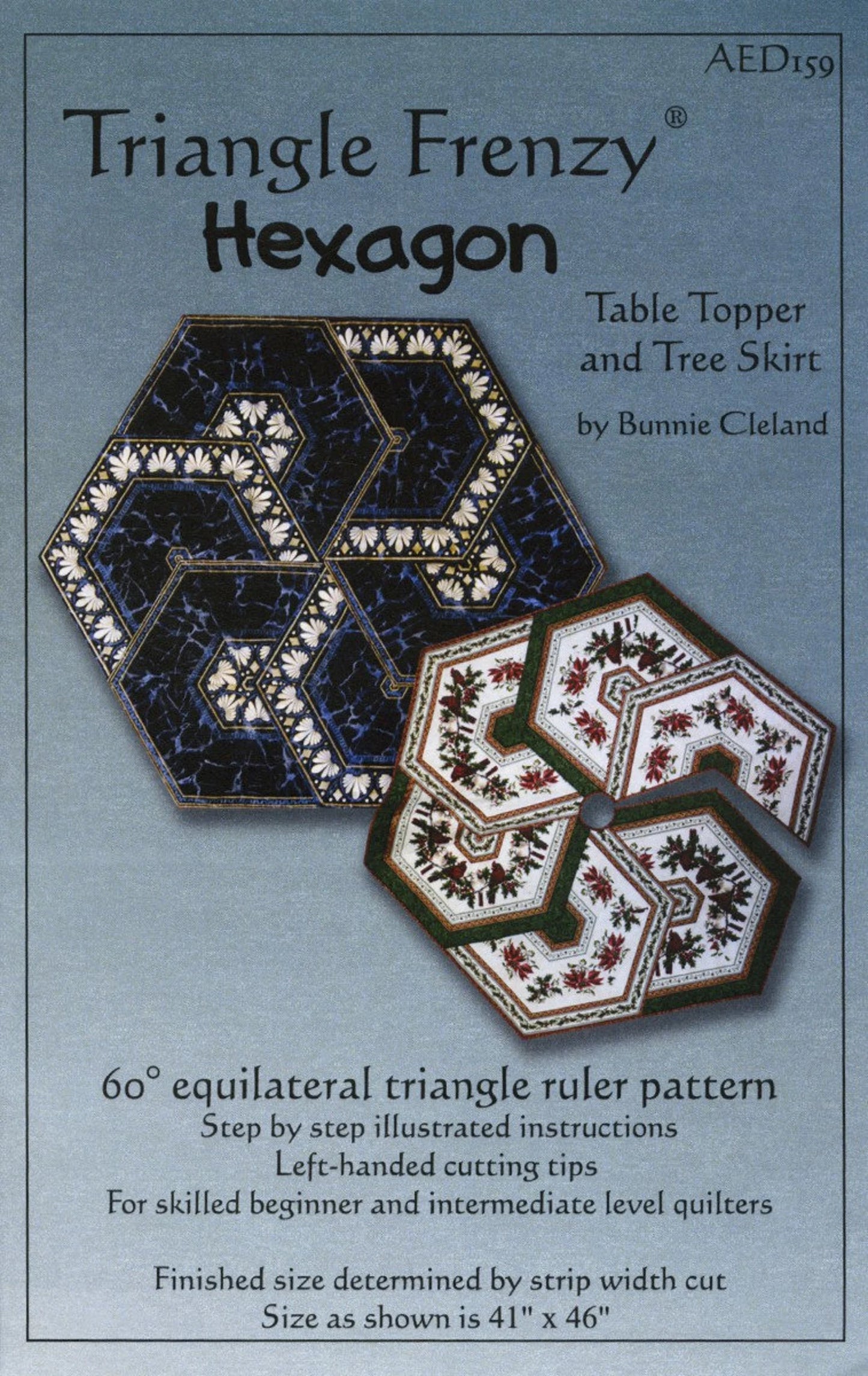 Triangle Frenzy Hexagon Table Topper and Tree Skirt by Bunnie Cleland