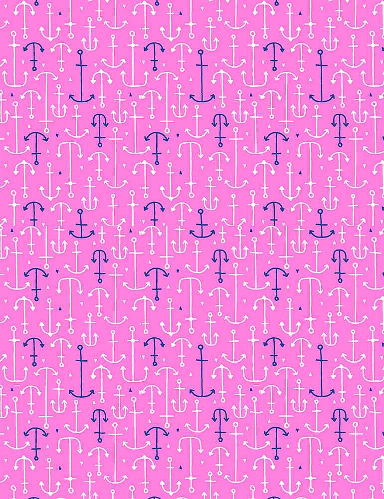 Kidz-C1080 Pink with Navy/White Anchors by Timeless Treasures