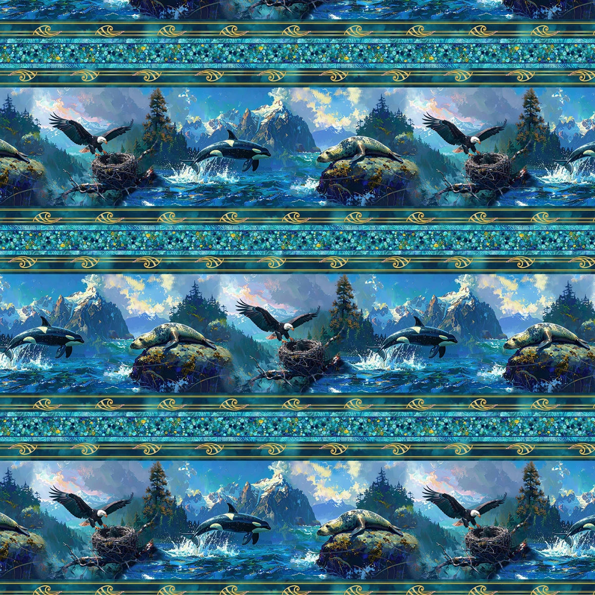 Wilderness in Motion - Below and Beyond Stripe-DCXT12984-MULTI-D by Michael Miller