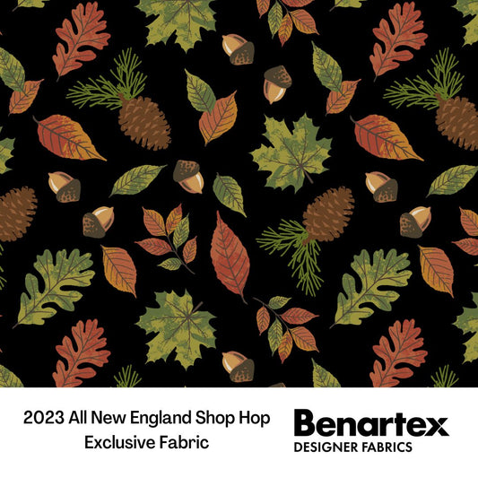 All New England Shop Hop 2023 - Outdoor Fall Motifs - Black - by Benartex
