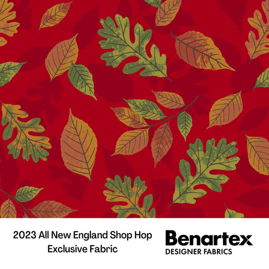 All New England Shop Hop 2023 - Leaves - Red - by Benartex