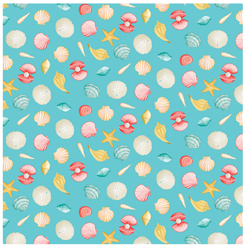 Beach Retreat - Seashell Paradise Turquoise by Benartex