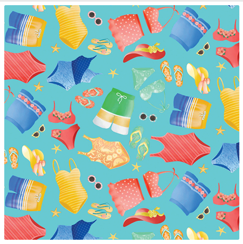 Beach Retreat - Swimsuits - Turquoise by Benartex