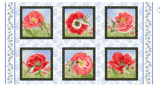 Poppy Meadows Panel by Jane Shasky for Henry Glass