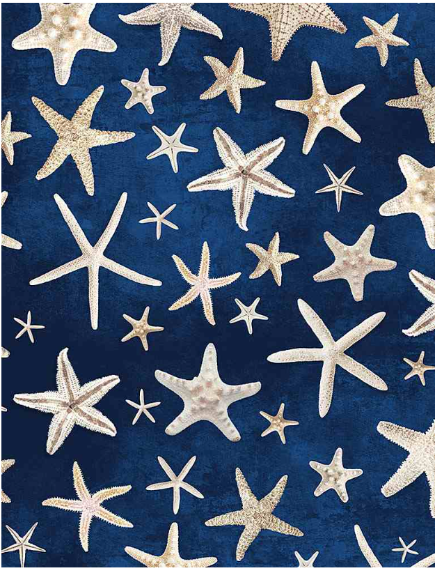 Beach Starfish - C1238 NAVY by Timeless Treasures