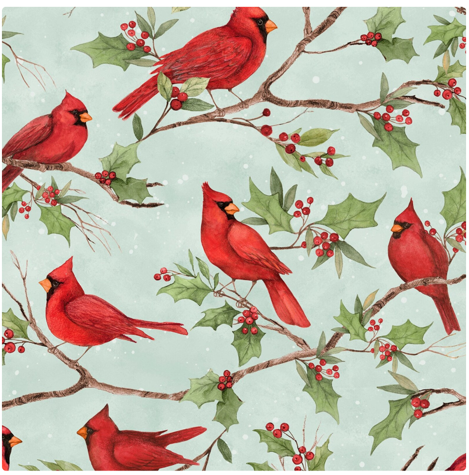 Medley in Red - Cardinals on Light Blue by Wilmington Prints