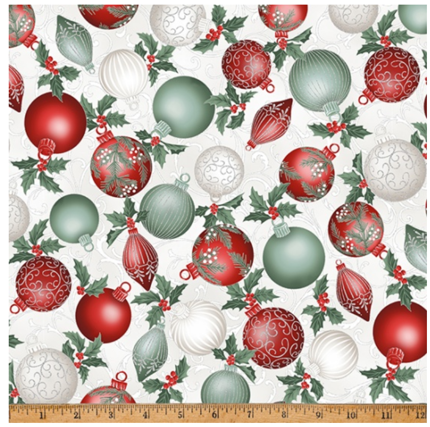 Christmas Splendor - Winter Cherry/Silver by Hoffman Fabrics