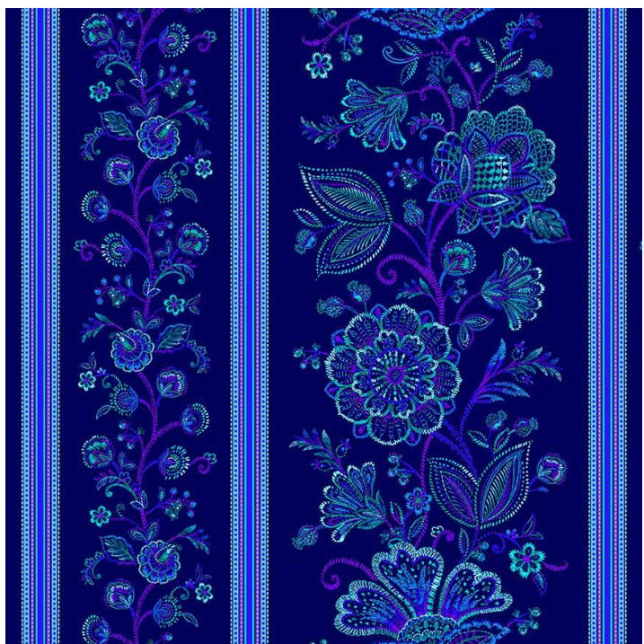 Indigo Garden - 11" Stripes Sapphire CD3412 by Timeless Treasures
