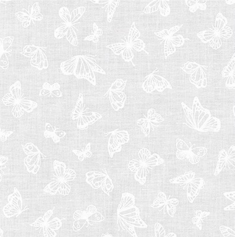 White-On-White Mini Madness 20796-1 Butterflies by Robert Kaufman