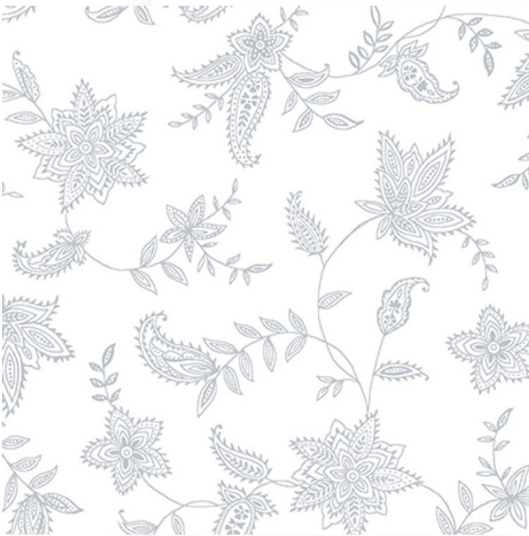 Quilter's Flour V White on White - Lacy Floral 1678-01W by Henry Glass