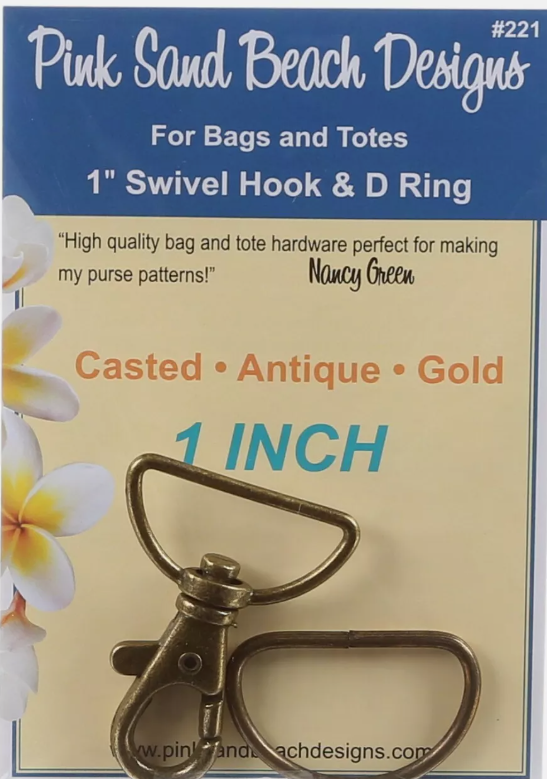 Pink Sand Beach Designs - Antique Gold - High quality 1" Swivel Hook and D-Ring Set