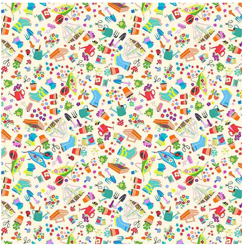 Tossed Mini Garden Tools - Gail-CD1600 by Timeless Treasures