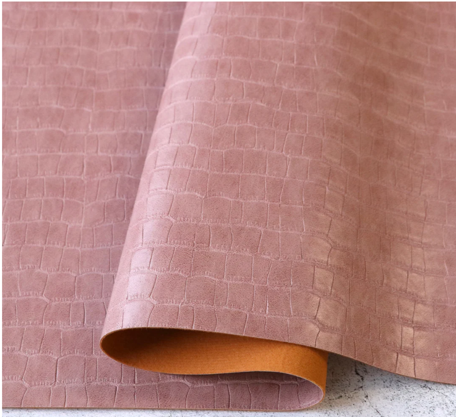 Sallie Tomato High Quality Faux Leather - Blush Pink Crocodile