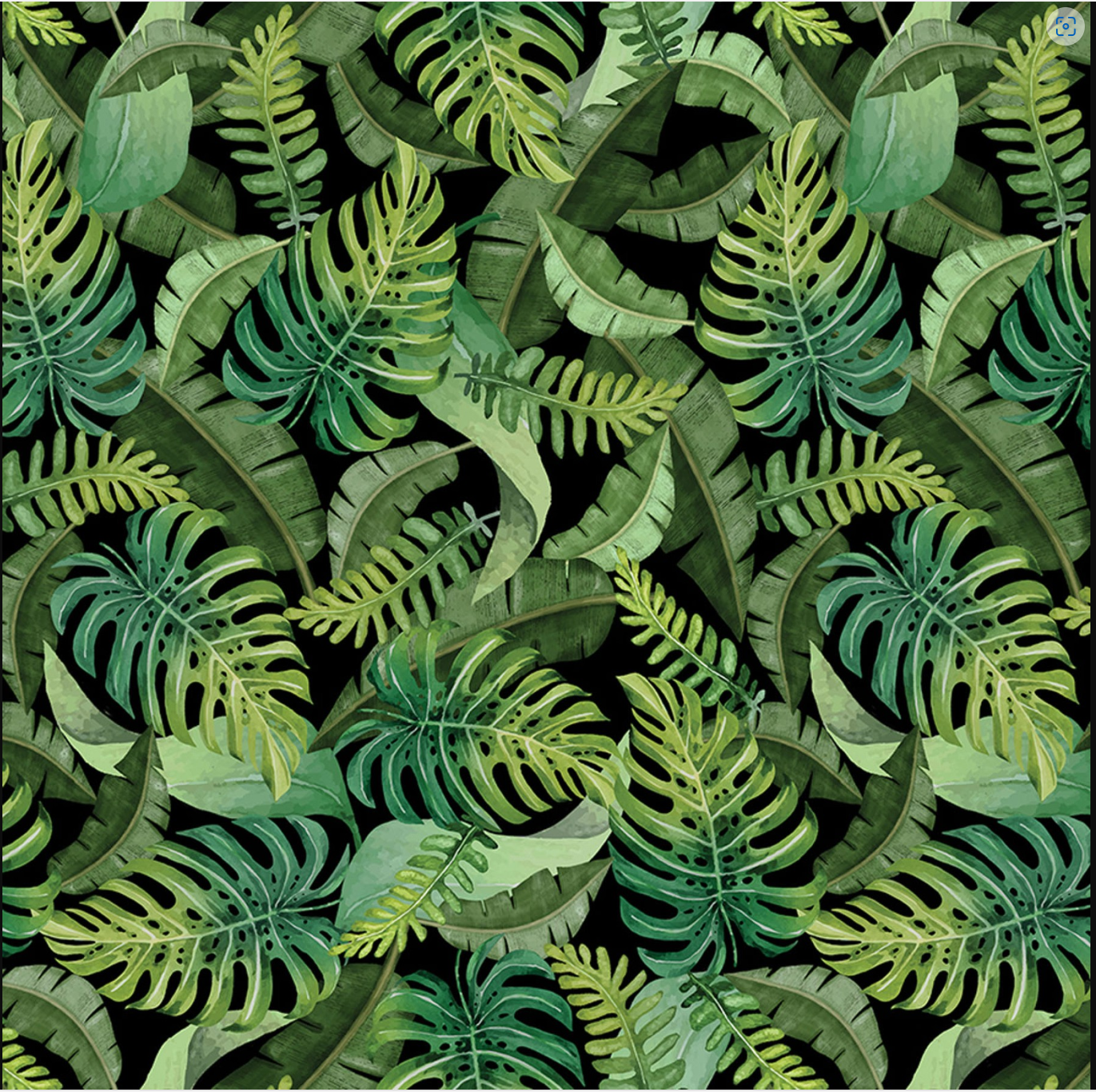 Paradise Awaits - Leaves of Paradise Black by Benartex