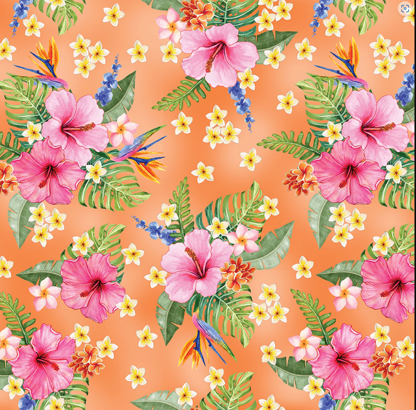 Paradise Awaits - Hibiscus Paradise Melon by Benartex