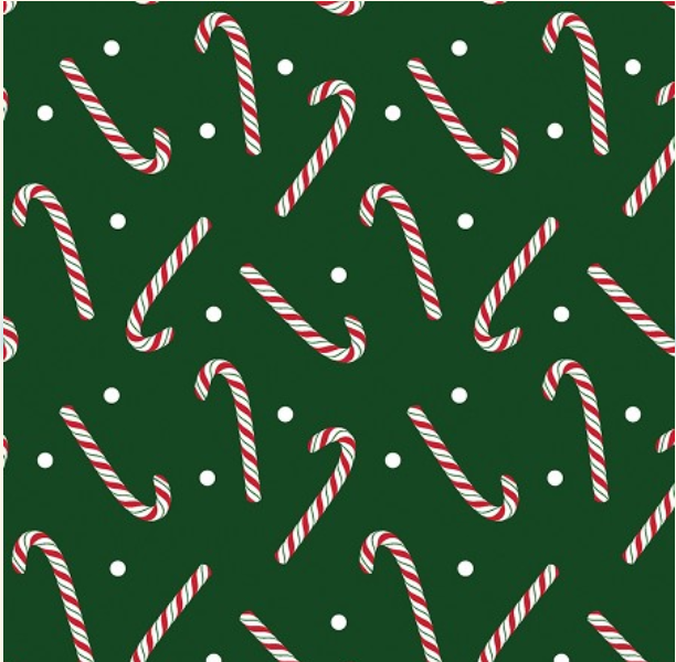 Jolly Candy Canes - Dark Green by Benartex