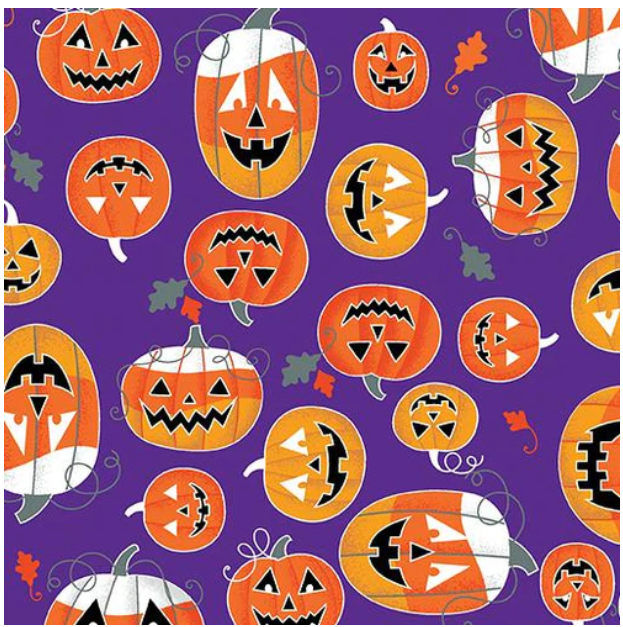 Glow-O-Ween - Glowing Pumpkins - Dark Purple by Benartex