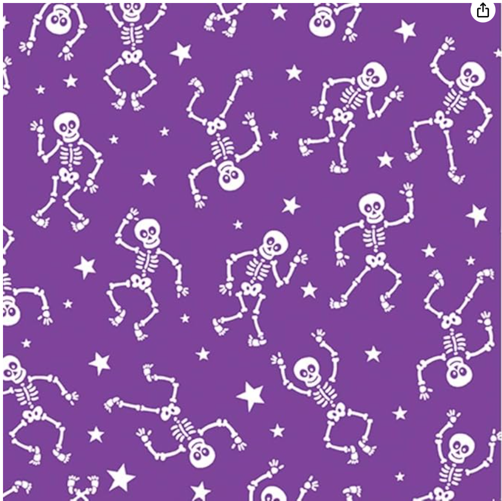 Glow-O-Ween - Glowing Skeletons - Dark Purple by Benartex