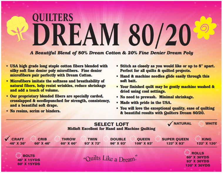Quilters Dream 80/20 Select Loft - Natural - Craft