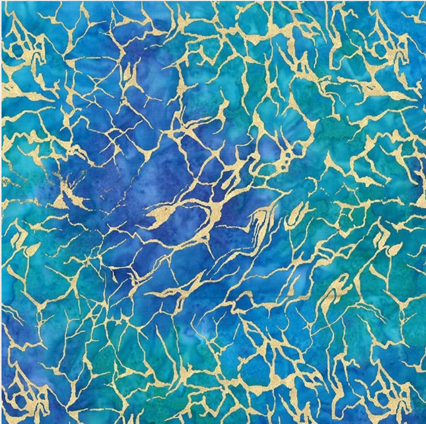 Tropical Batiks Metallics - Sea Water BTM8514-TURQ-D by Michael Miller