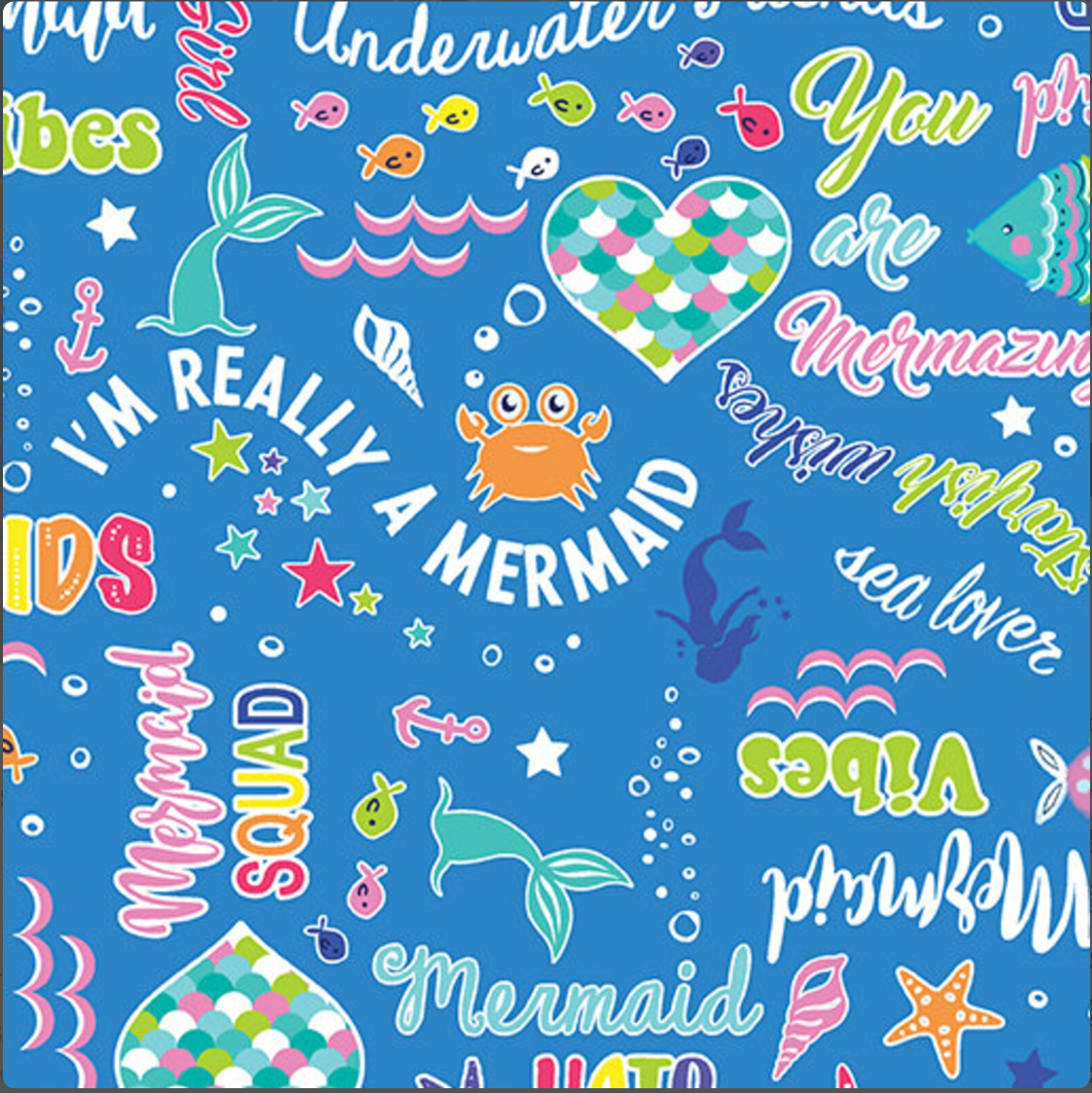 Mystical Mermaids - Words Blue 12517P by Kanvas Studio