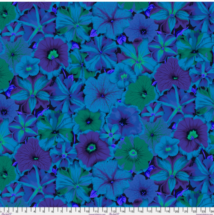 Kaffe Fassett Stash - Petunias Blue PWPJ050 by Free Spirit