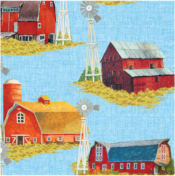 Something to Crow About - Barnyard Barns Sky by Benartex