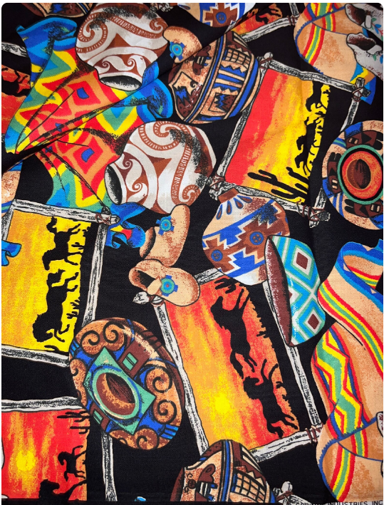 Native American Southwestern Print - Vintage by Springs Industries Cotton Fabric