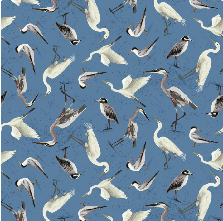 Seashell Wishes - Sea Birds-Denim Y3468-88 by Clothworks