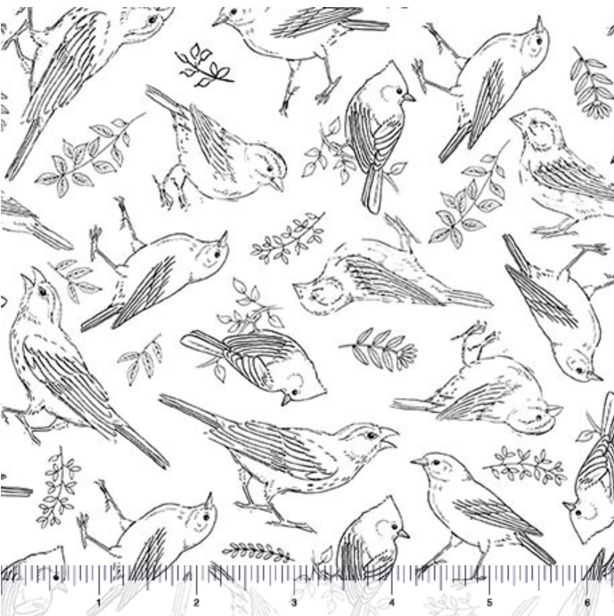 Drawn to Birds - Bird Toile White 31137-Z By QT Fabrics