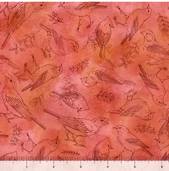 Drawn to Birds - Bird Toile Strawberry 31137-R By QT Fabrics