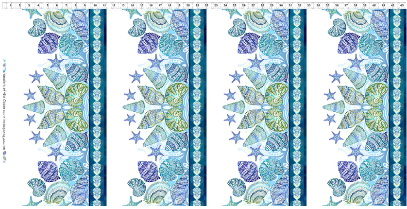 Wonders of the Ocean - Border Print by Jason Yenter for In the Beginning Fabrics