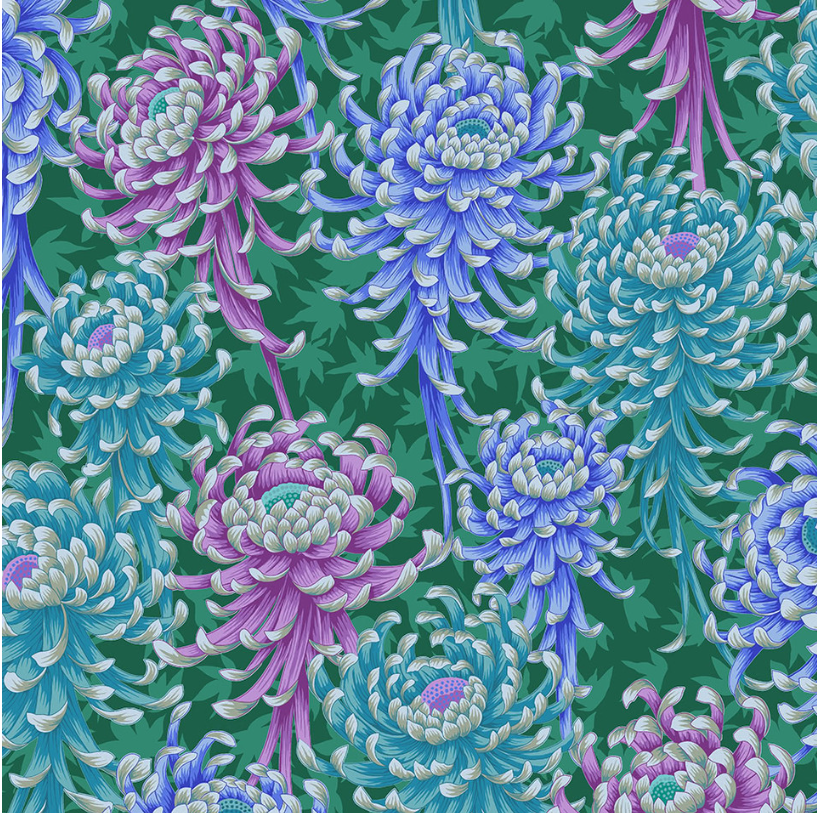 Kaffe Fassett August 2025 - Spider Mums Cool PWPJ135.COOL by Free Spirit